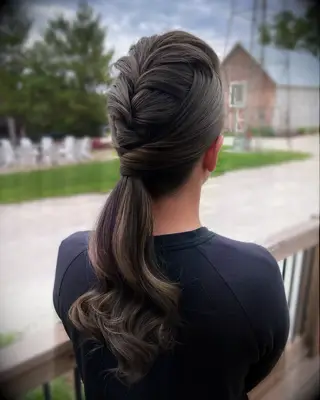 Braided low ponytail wedding hairstyle