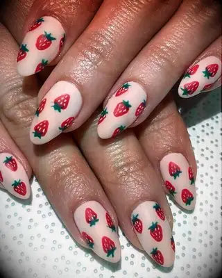 strawberries wedding nails inspiration
