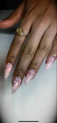 pointed pink heart wedding nails