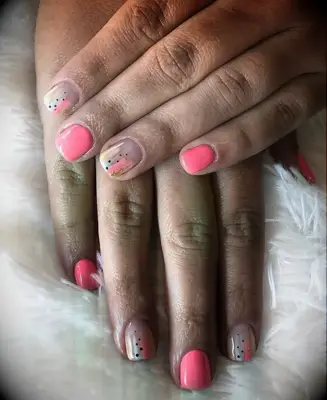 paintbrush pattern pink wedding nail inspo