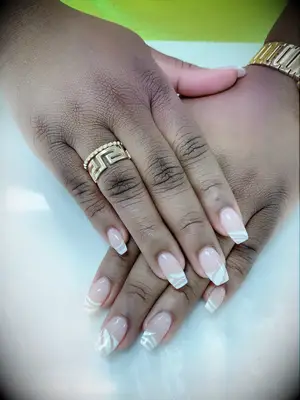 textured french manicure wedding nails inspo