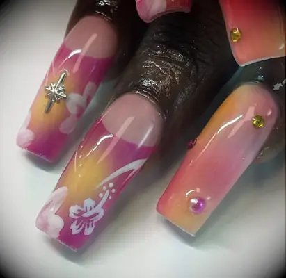 tropical ombre wedding nails inspiration