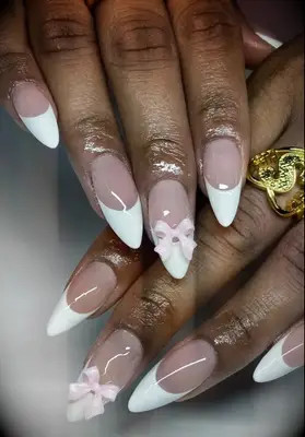 white bow wedding nail inspiration