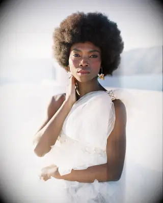 Natural afro bridal hairstyle