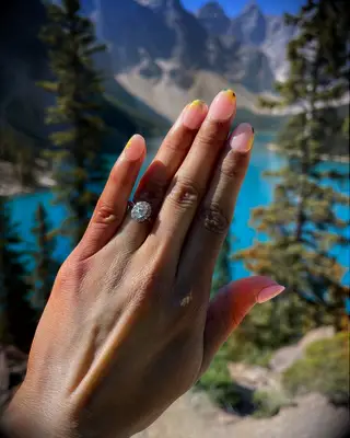 Sunflower french manicure engagement nail inspiration