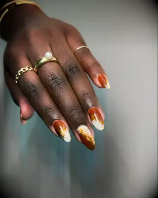 Neutral marble engagement nail inspiration