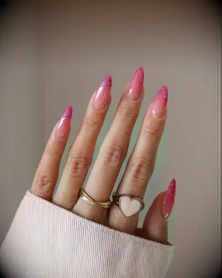 Pink glitter engagement nail inspiration