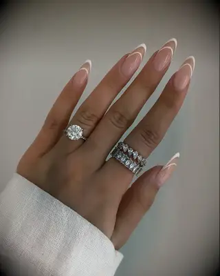 Thin double lines french manicure engagement nail inspiration