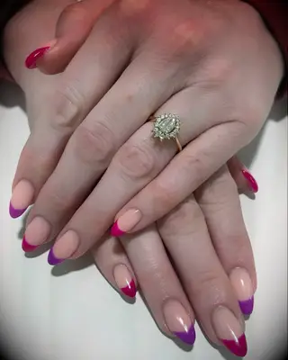 Pink and purple french manicure engagement nail idea