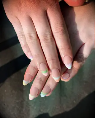 Pastel double layer french manicure engagement nail inspiration