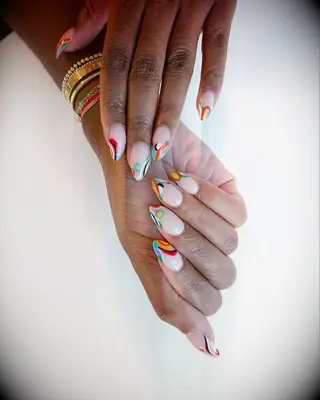 Colorful swirl french manicure engagement nail inspiration