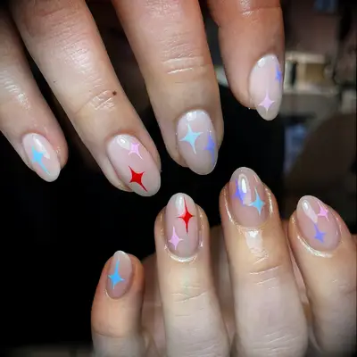 Colorful star engagement nail inspiration