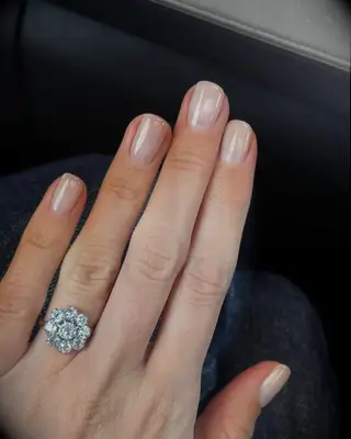 Milky white square engagement nail inspiration