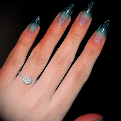 Blue ombre engagement nail inspiration