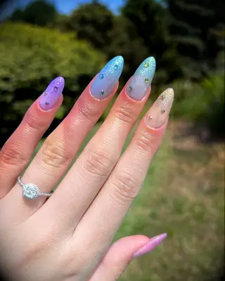 Pastel shimmer engagement nail inspiration