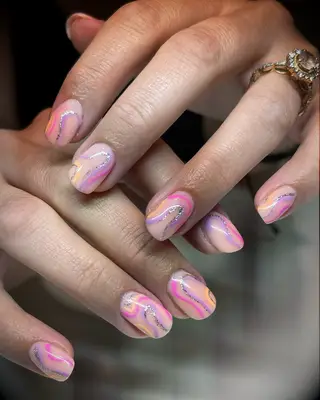 Groovy pastel engagement nail inspiration