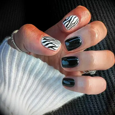 Zebra print engagement nail inspiration