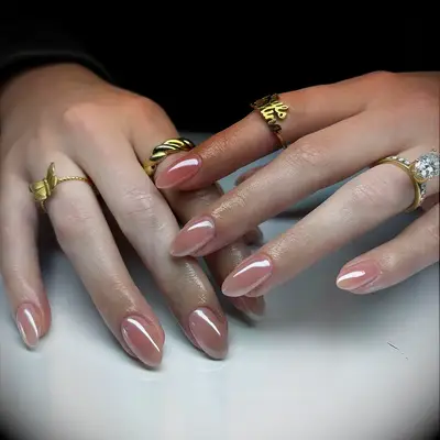 Pink glazed donut wedding nails 