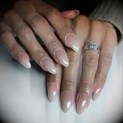 Chrome ombre french simple wedding nails 