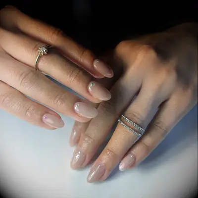 Classic nude simple wedding nails 
