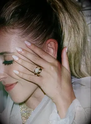 Sheer white simple wedding nails