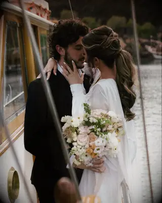 Tousled ponytail wedding hairstyle