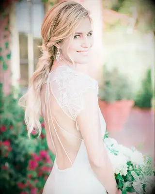 Braided half-up wedding hairstyle