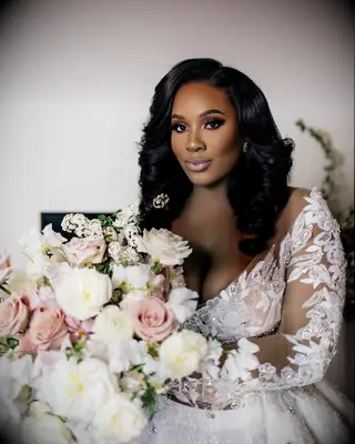 Glowy wedding makeup for dark hair and eyes