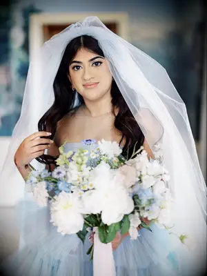 Frosty white wedding makeup for brown eyes