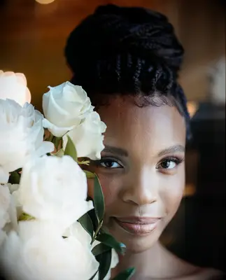 Knotless Box Braids Bun wedding hairstyle