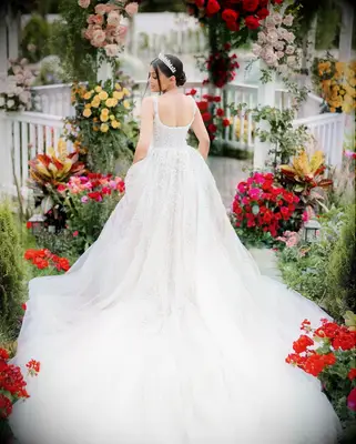 Low bun with crown wedding hairstyle 