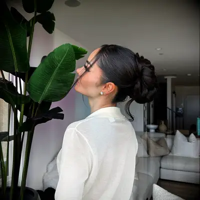 Sleek, Modern French Twist wedding hairstyle