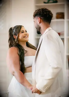 Half-up half-down wedding hair trend