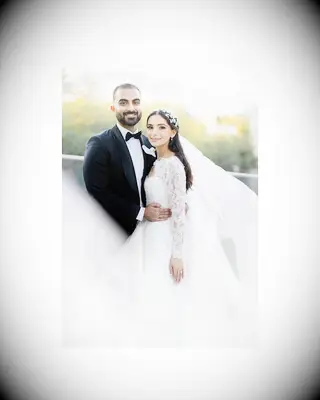 Glitzy Headpiece high neck dress wedding hairstyle