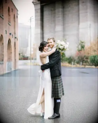 Textured bob high neck dress wedding hairstyle