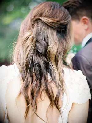 boho wedding hair loose half-pinned waves