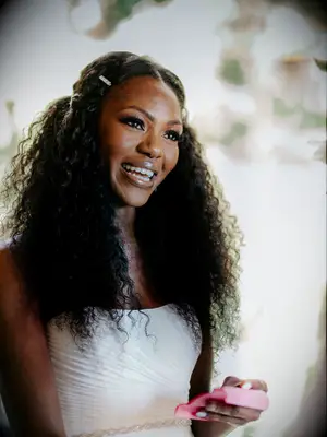 boho wedding hair natural texture with hair clips in front