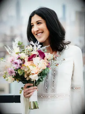 boho wedding hair center part big curls