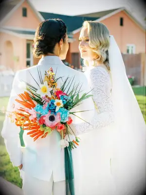 Shoulder length side-swept waves wedding hairstyle