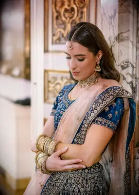 Sleek middle part formal wedding hairstyle