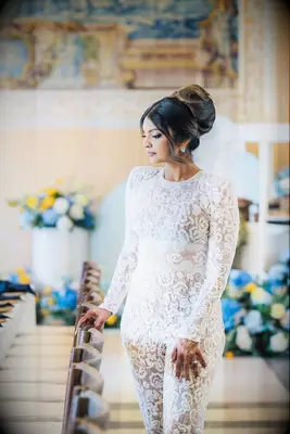 Big high bun formal wedding hairstyle