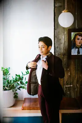 Short side part formal wedding hairstyle