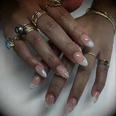 Shimmery french bridal nail inspiration