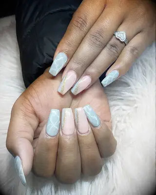 Blue and Pink bridal nail inspiration