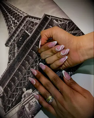 White curved design bridal nail inspiration