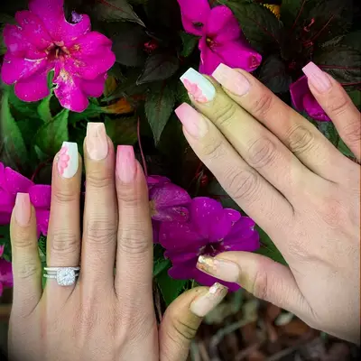 Floral and pink bridal nail inspiration