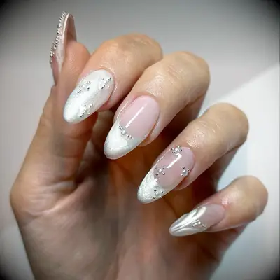 Silver french bridal nail inspiration