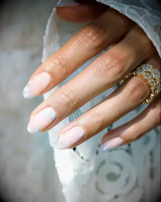 Light blue floral bridal nail inspiration