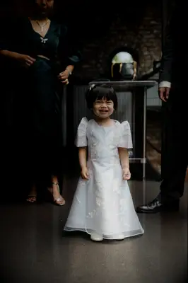 Simple clip flower girl hairstyle