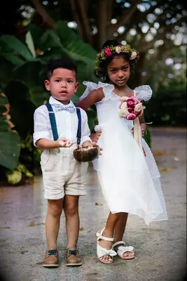 High pony flower crown flower girl hairstyle